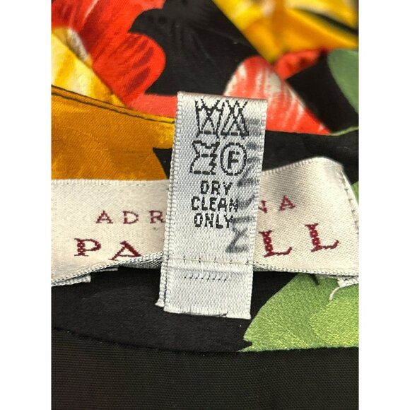 Vintage 1980s Adrianna Papell Tropical Floral Short Sleeve Silk Dress Size 10 - Picture 5 of 8